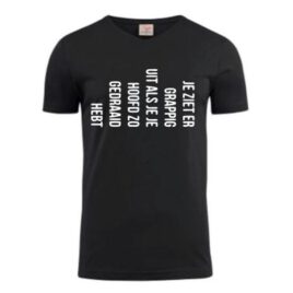 T-shirt je ziet er grappig uit als je je hoofd zo hebt