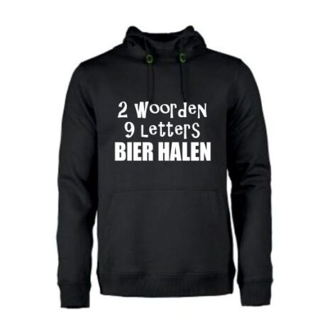 heren hoodie 2 woord 9 lett zwart