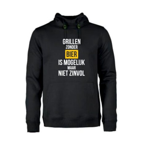 heren hoodie grillen zonder bier zwart