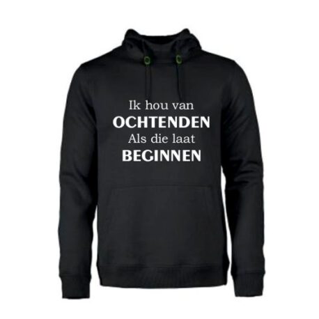 heren hoodie hou van ochtenden zwart