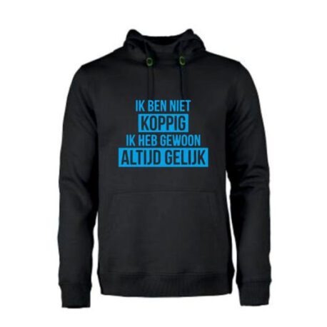 heren hoodie niet koppig zwart