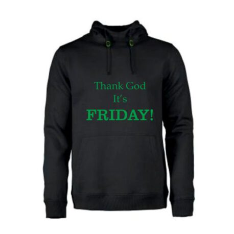 heren hoodie thankgod friday zwart