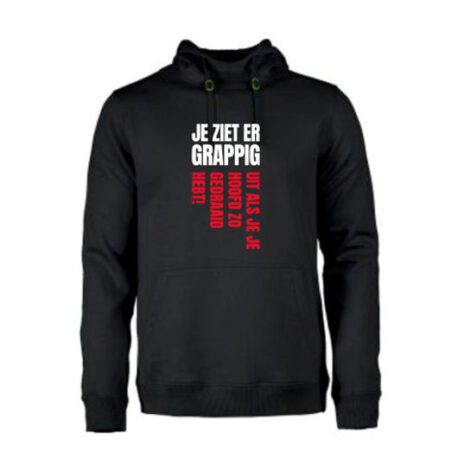 heren hoodie ziet grappig uit zwart