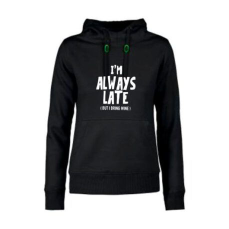 hoodie dames always late zwart