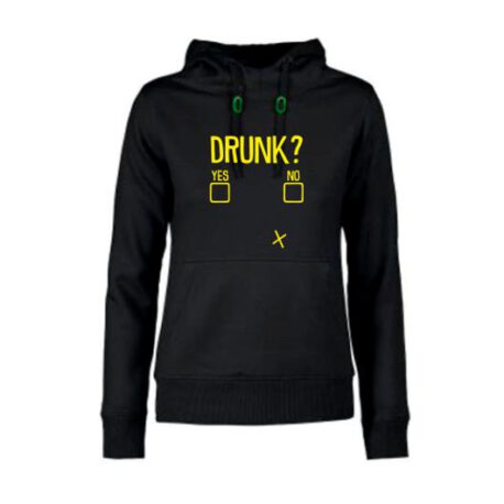 hoodie dames drunk yes no zwart