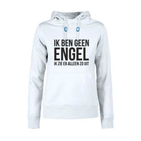 hoodie dames geen engel wit