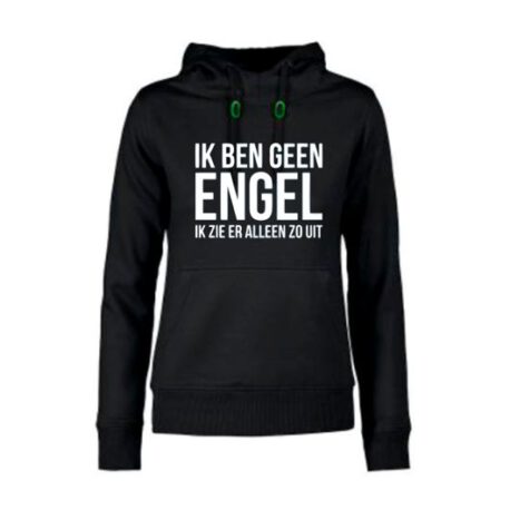 hoodie dames geen engel zwart