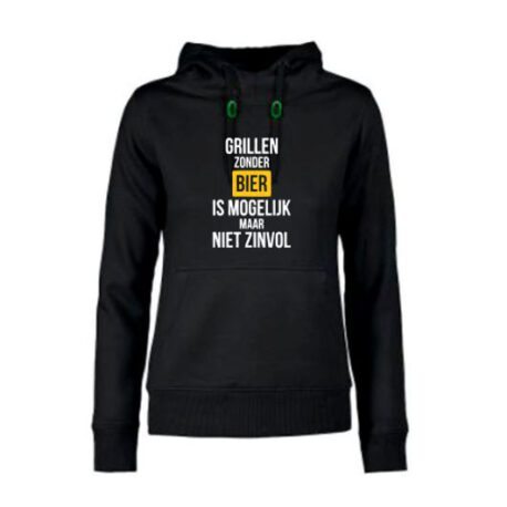 hoodie dames grillen zonder bier zwart