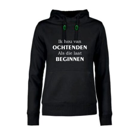 hoodie dames hou van ochtend zwart