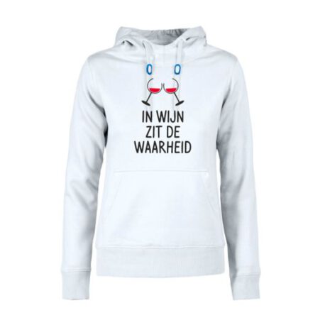 hoodie dames in wijn zit de waarheid wit