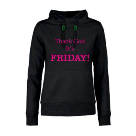 hoodie dames thank god friday zwart