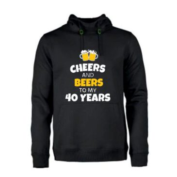 Heren hoodie cheers and beers 40 years