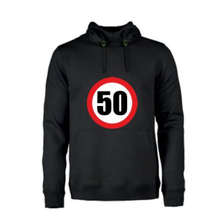 heren hoodie 50 verkeersbord zwart