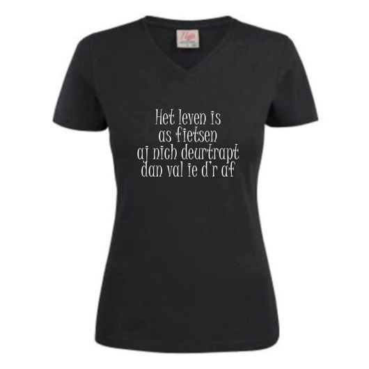 Boekhouding steak rechtbank T-shirt dames Het leven is as fietsen – AAA Reclame