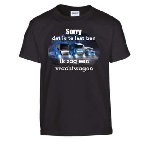 sorry zag een vrachtwagen DAF zwart